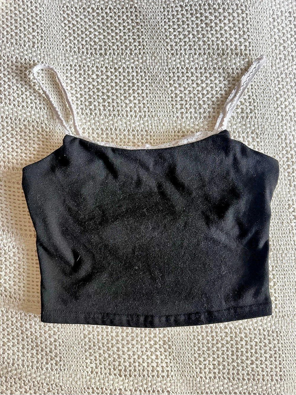 Black Lace Trim Cropped Cami
